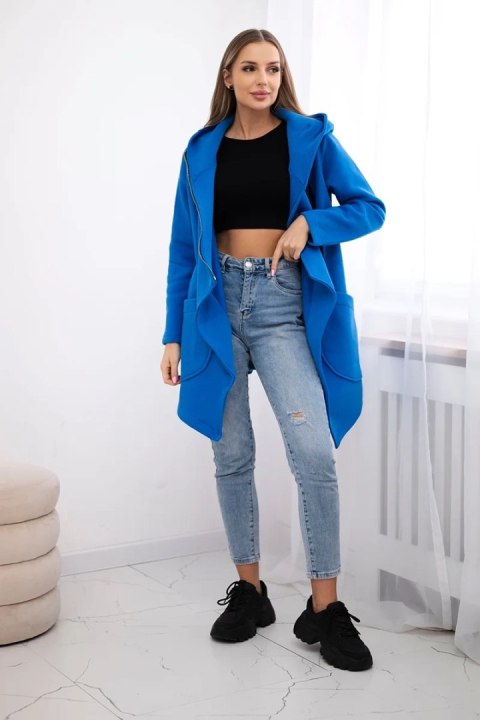 Bluza ocieplana z asymetrycznym suwakiem chabrowa