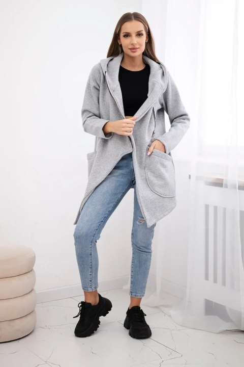 Bluza ocieplana z asymetrycznym suwakiem szara