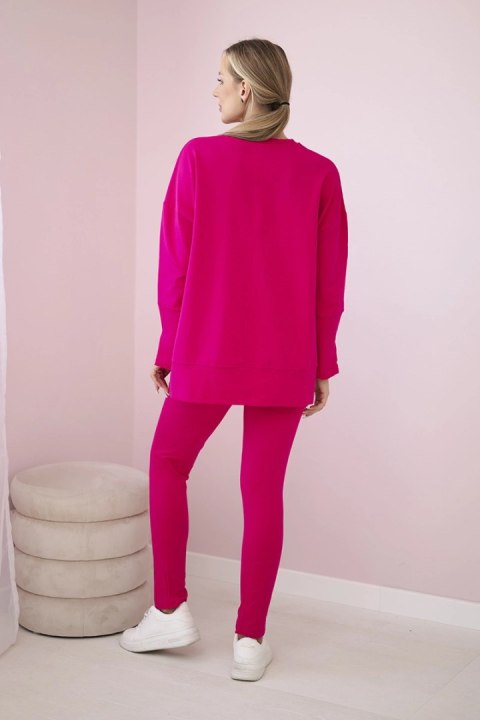 Fuksjowy komplet damski z bluzką oversize