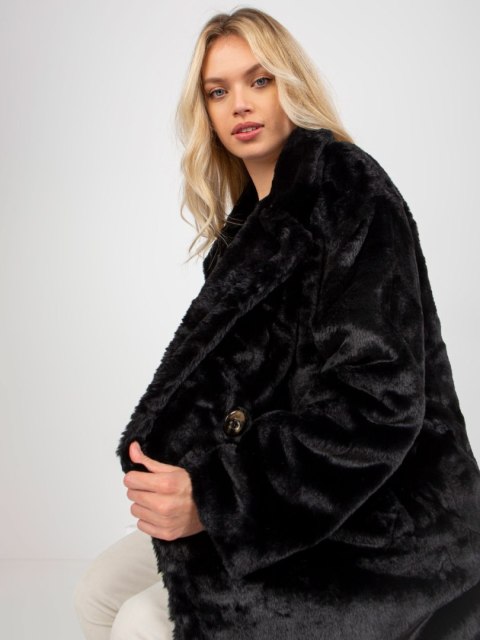Czarny płaszcz futrzany OCH BELLA