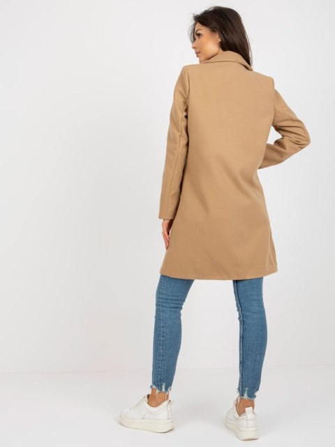 Camelowy Klasyczny Płaszcz z Podszewką