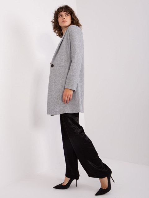 Szary Klasyczny Płaszcz z Podszewką