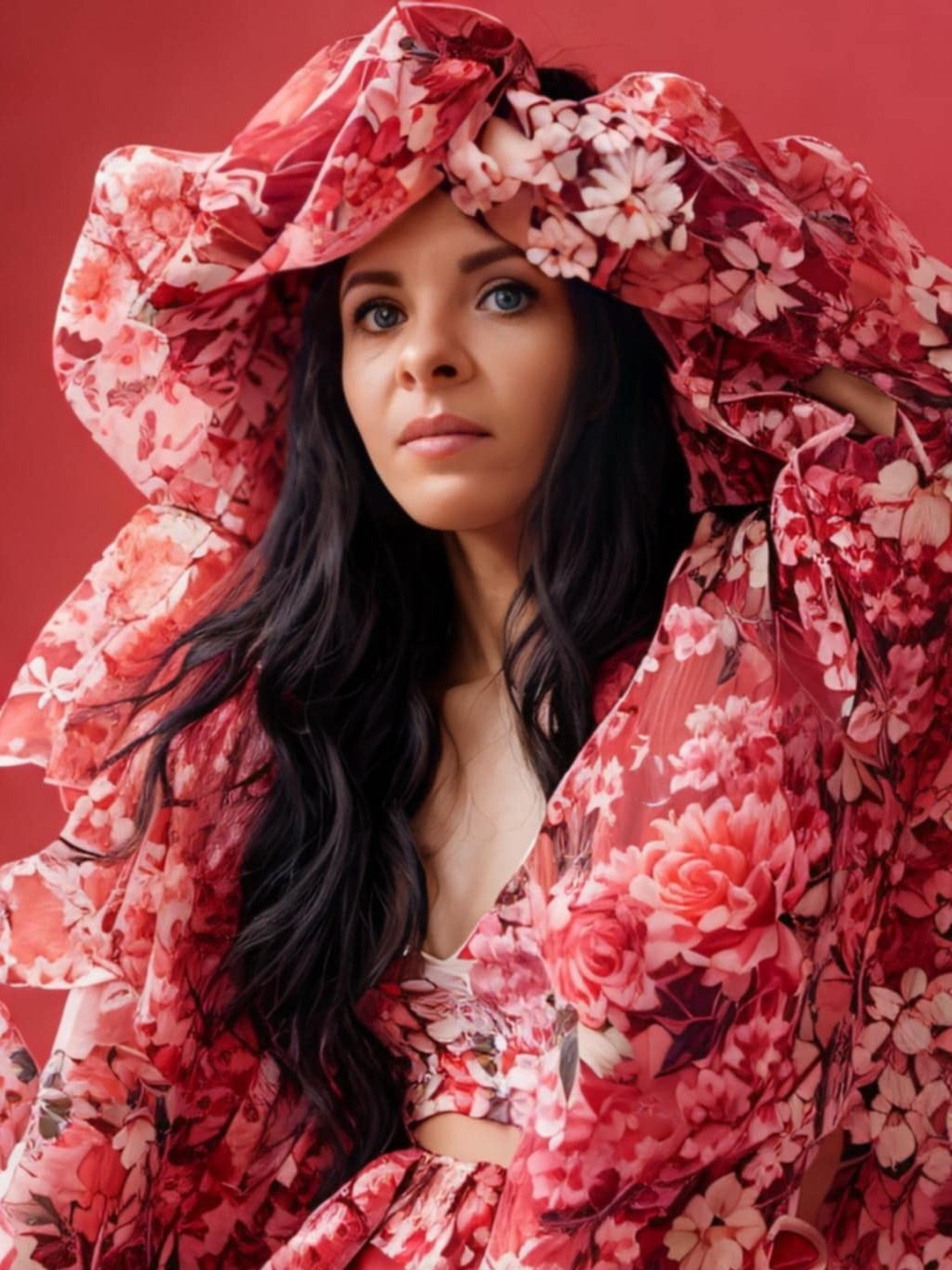 Damski komplet z motywem kwiatowym