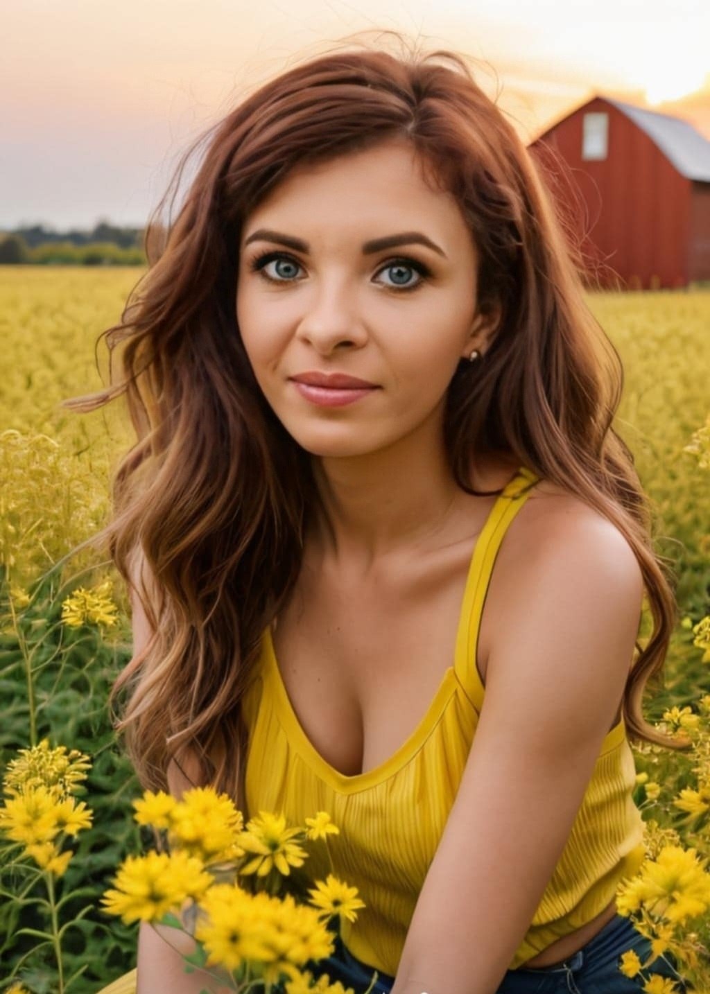 Ż&oacute;łta bluzka prążkowana na ramiączkach